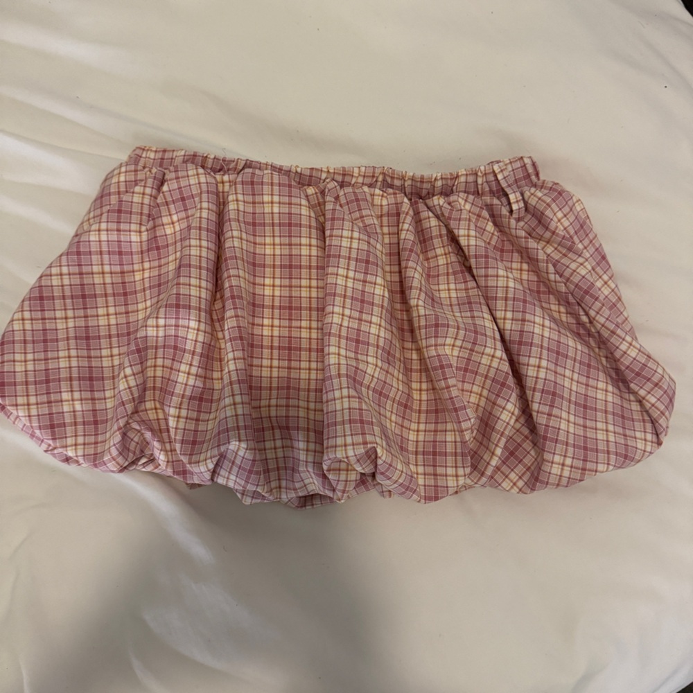 Edikted Pink Plaid Mini Skirt